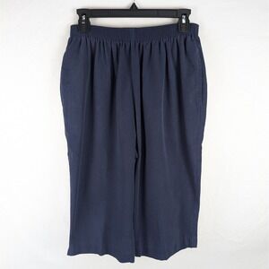 Bon Worth Women's M Petite‎ Blue Elastic Waist Pull On Crop Pants Casual Comfort